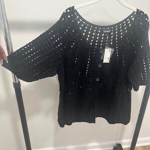 Black 3/4 Sleeve Knit Sweater